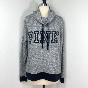 Pink Victoria's Secret Heather Gray Sweatshirt Med Wide Turtleneck Casual Grunge